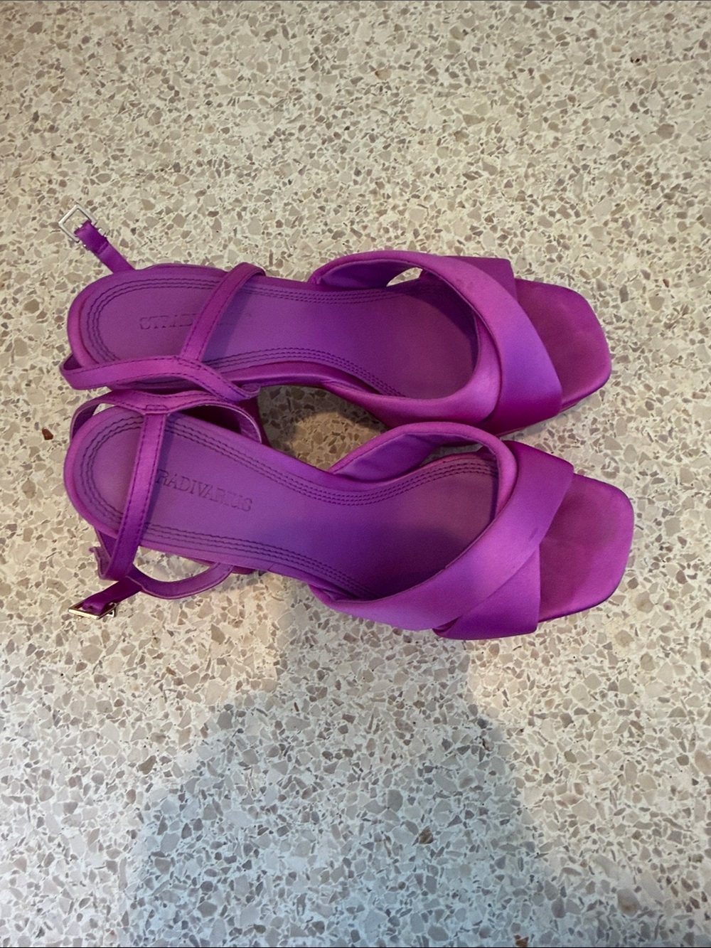 Women's Purple Strappy Satin Heeled Sandals